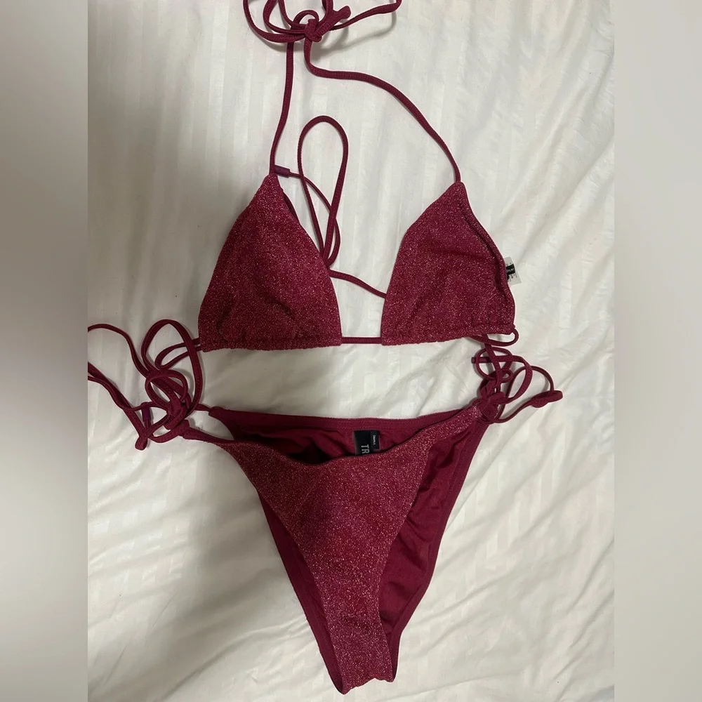 triangl swimwear Shimmering Burgundy Triangle Bikini